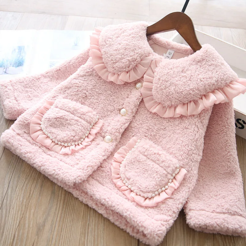 

NEW Fashion Winter Kids Coat Faux Fur Baby Girls Long Jacket Fleece Cotton Teens Coat Children Winter Warm Outerwear CL685