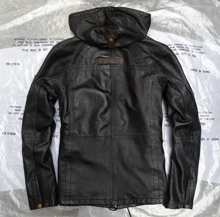 Мужская куртка из натуральной овечьей кожи черная классическая пилота в стиле