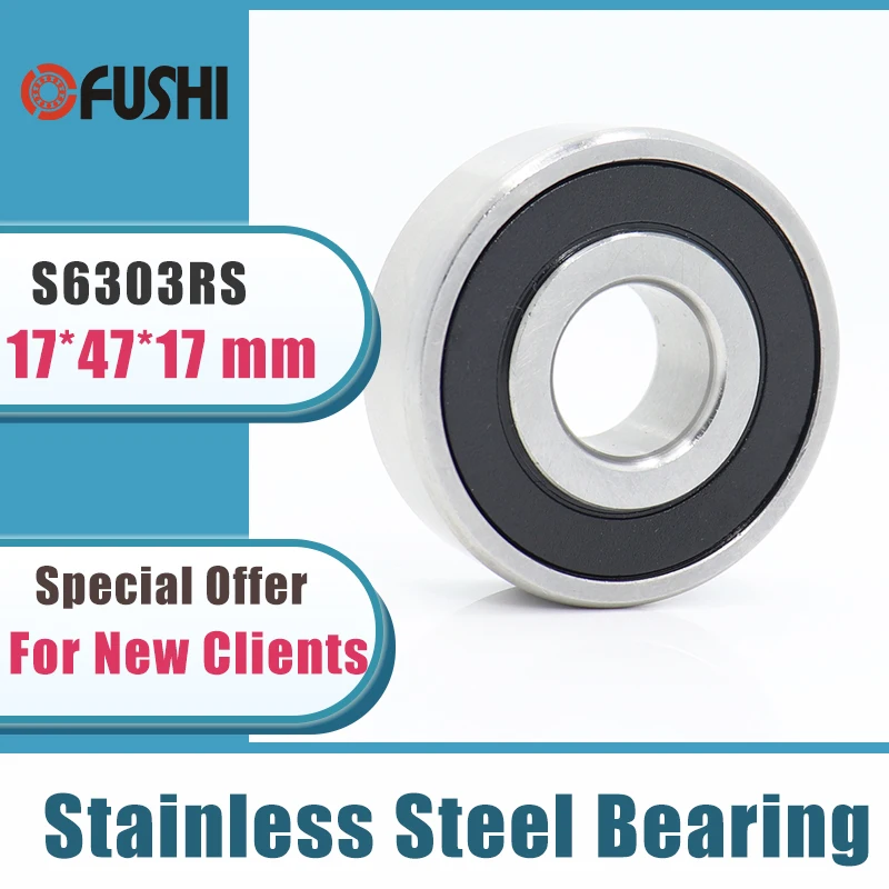 

5PCS S6303RS Bearing 17*47*17 mm ABEC-3 440C Stainless Steel S 6303RS Ball Bearings 6303 Stainless Steel Ball Bearing
