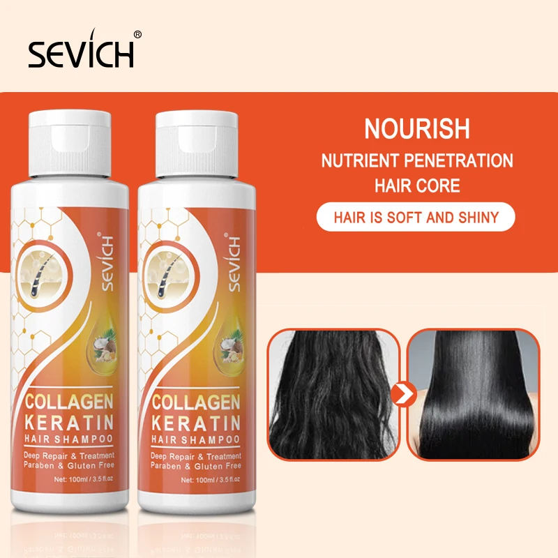 Sevich Collagen Keratin Kit 100ml Freshing & Moisturizing Hair Shampoo Hair Care 100ml Repair Damage Smoothing Hair Conditioner