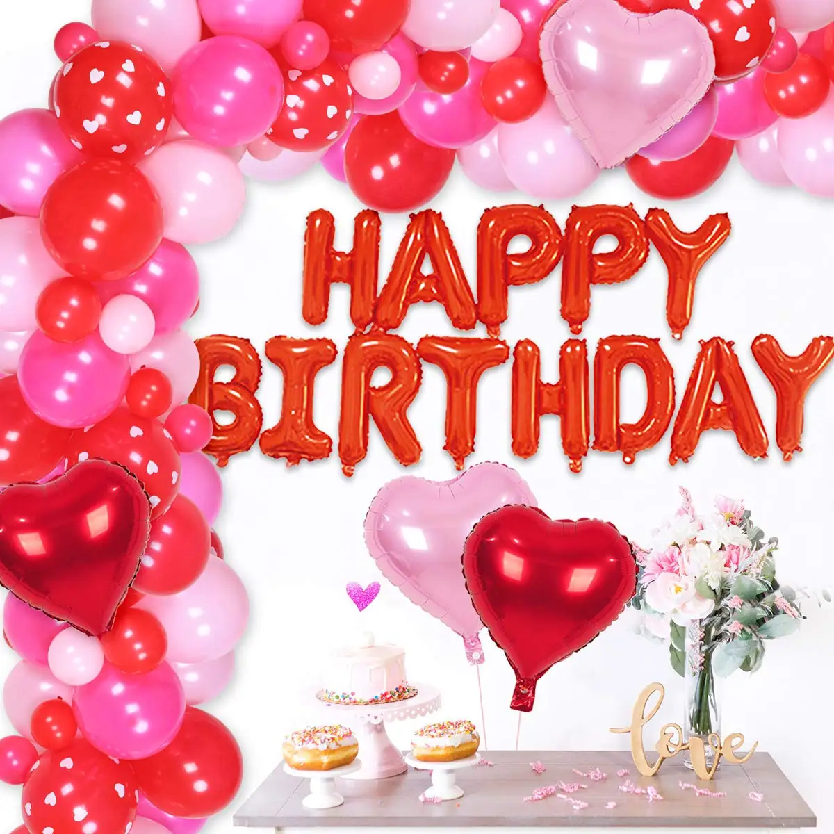 Вещь ко Дню Святого Валентина красный розовый белый воздушный шар гирлянда