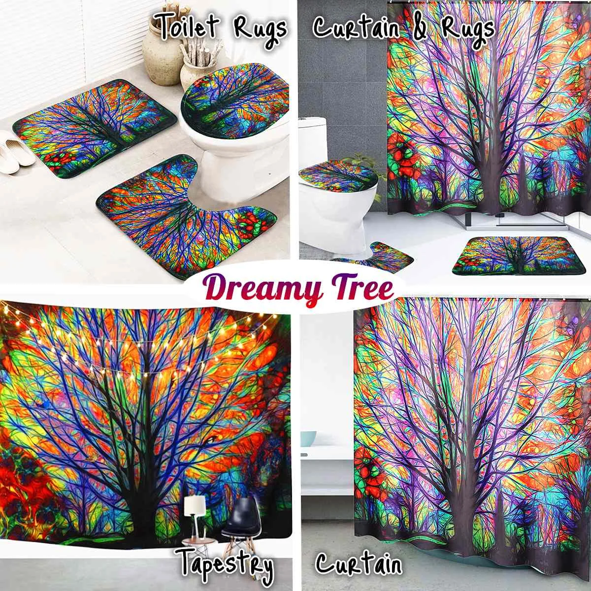 Meigar коврики для туалета/занавески душа/гобелен красочное Древо дома спальни