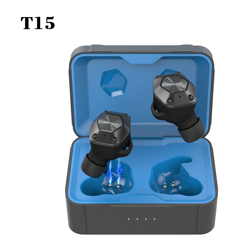KAYINUO 9D стерео bluetooth 5,0 шумоподавление Tws беспроводная гарнитура с микрофоном/зарядным устройством для спорта - Цвет: Blue