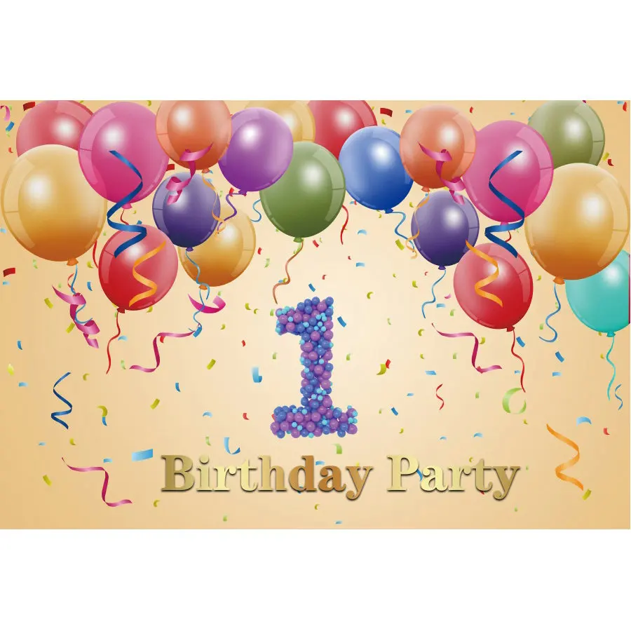 

Happy 1st Birthday Party Backdrop Colorful Balloon Photography Background Holiday Celebration Photo Booth Studio Decor