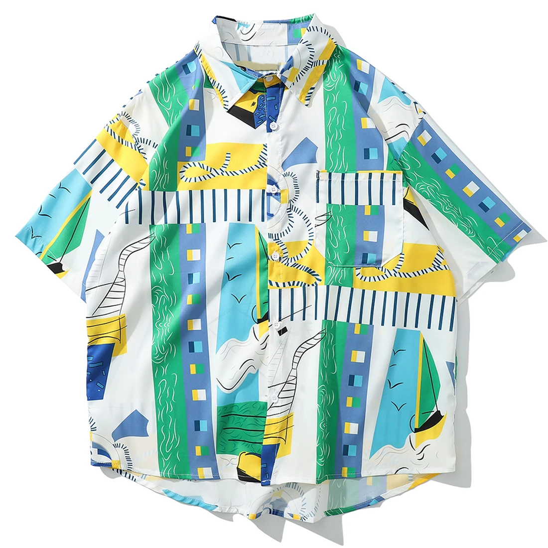 LACIBLE Цвет печать Гавайские пляжные футболки для мужчин одежда улицы Одежда