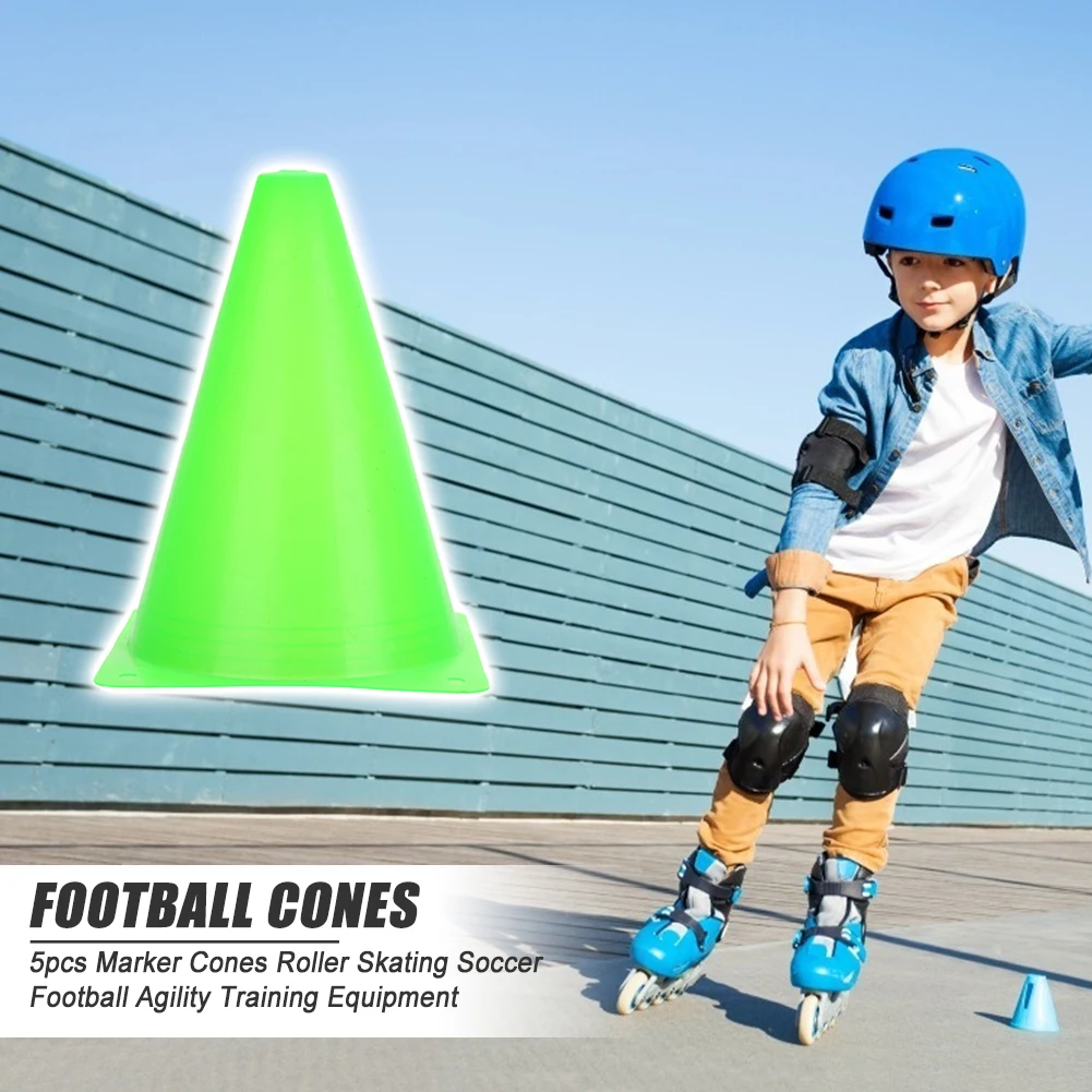 

5PCS Colorful PE Plastic Skate Marker Cones Roller Skating Football Marking Pile Cup Team Sports Training Road Block Equipment