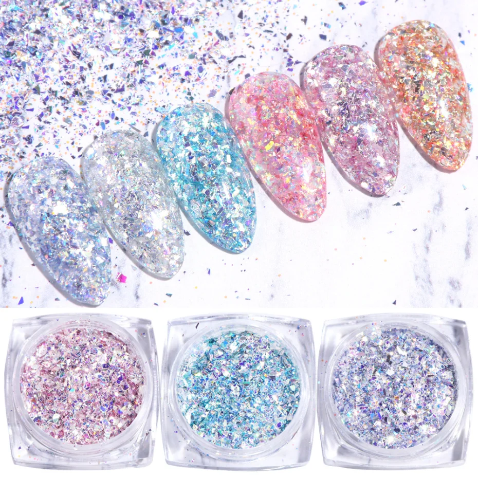 6 коробок для полировки Spangles голографические наклейки ногтей блестки