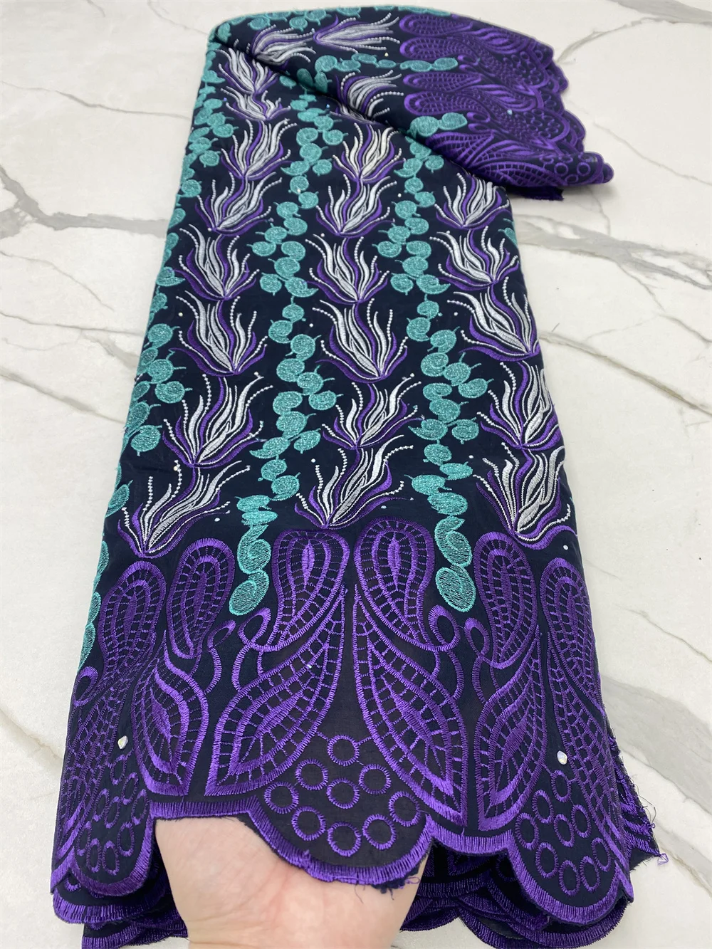 NI.AI 100% хлопок кружевная ткань из Дубая 2022 высокое качество швейцарская вуаль