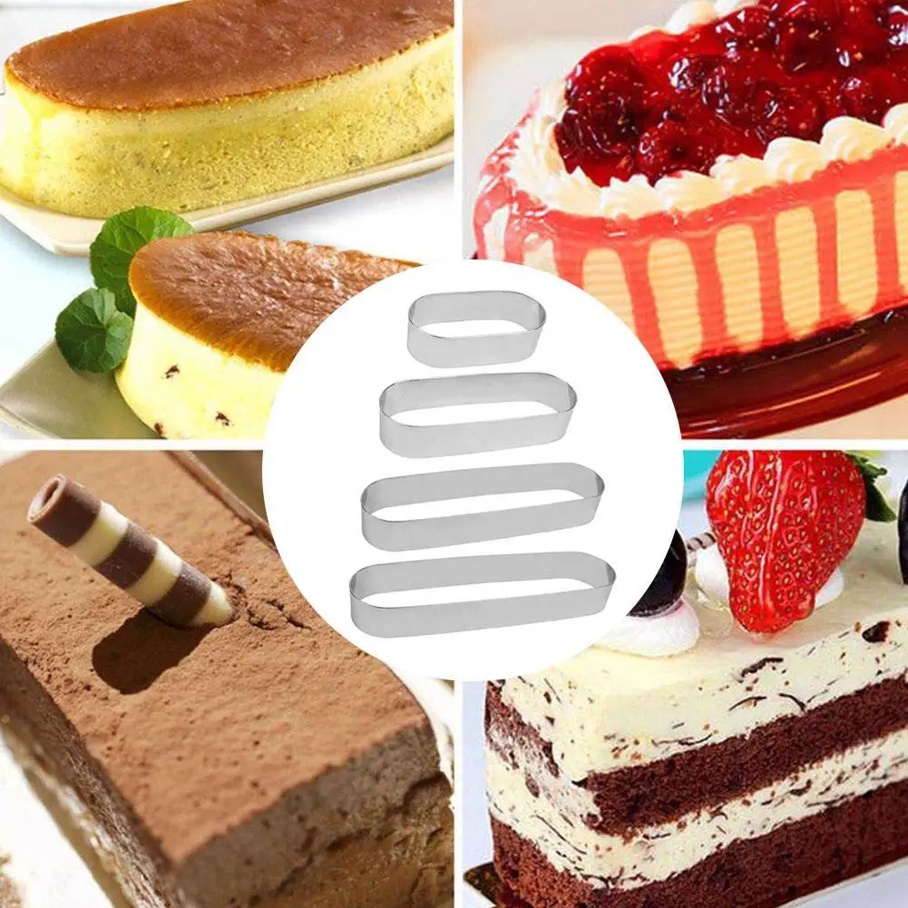 

1PC 4 Sizes Mini Steel Long Oval Cake Mousse Cutter Ring Tiramisu Baking Mold DIY Kitchen Pastry Mould Tools Bakeware