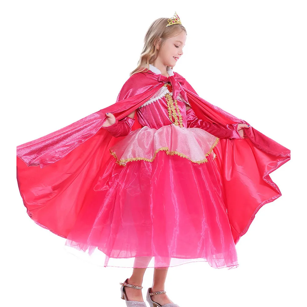 

Child Princess Dress Cape Long Velvet Lined Cloak Hooded Winter Windproof Cover Up Halloween Fairytale Costumes for Kids