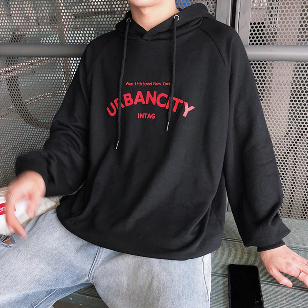 Мужские новые модные дизайнерские одноцветные кофты с капюшоном 2019 буквенным