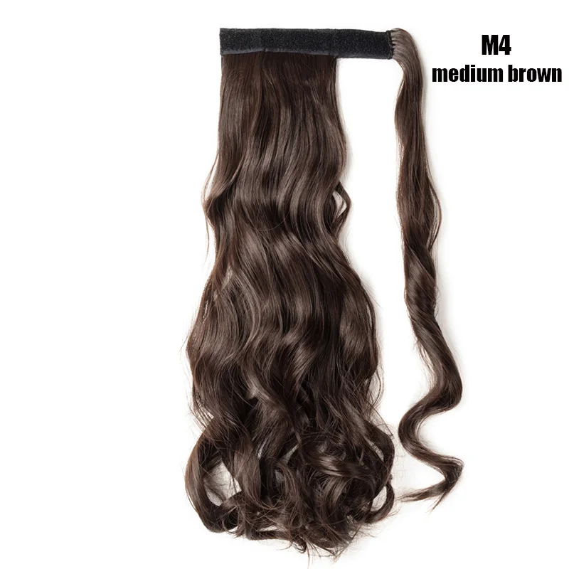 medium brown S-noilite 1" поддельные волосы конский хвост длинные волнистые обертывания вокруг шиньонов Клип в конский хвост синтетический клип в наращивание волос для женщин - Цвет: medium brown