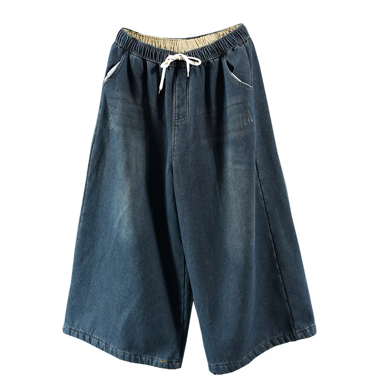 Зимние джинсы больших размеров Свободные флисовые Для женщин ретро джинсовые