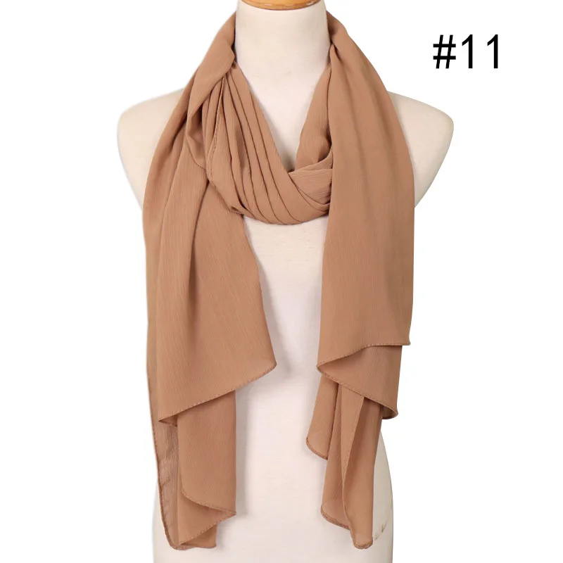 11 25 Colors Women Soft Long Scarf Muslim Hijab Shawl Wrap Chiffon Islamic Turban Headscarf Bandanas Ramadan Large Scarves 180*75cm - Цвет: 11