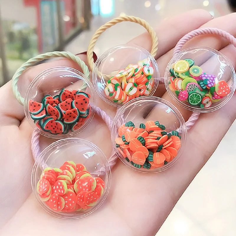 10 шт. милые детские резинки для волос эластичные с фруктами и животными девочек