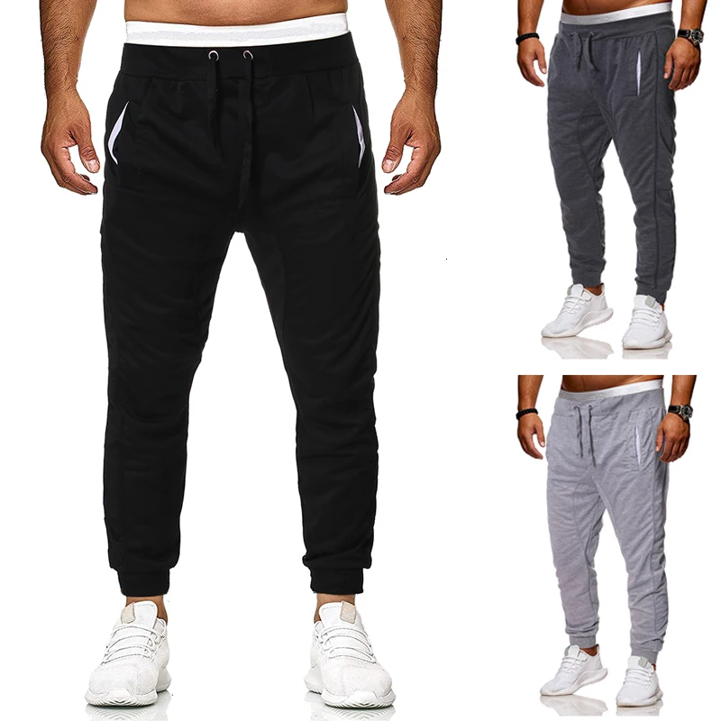 

Men's New Fashion Casual All-in-one Tether Slim Solid Color Belt Pocket Pants Casual Pants Small Leg Pants