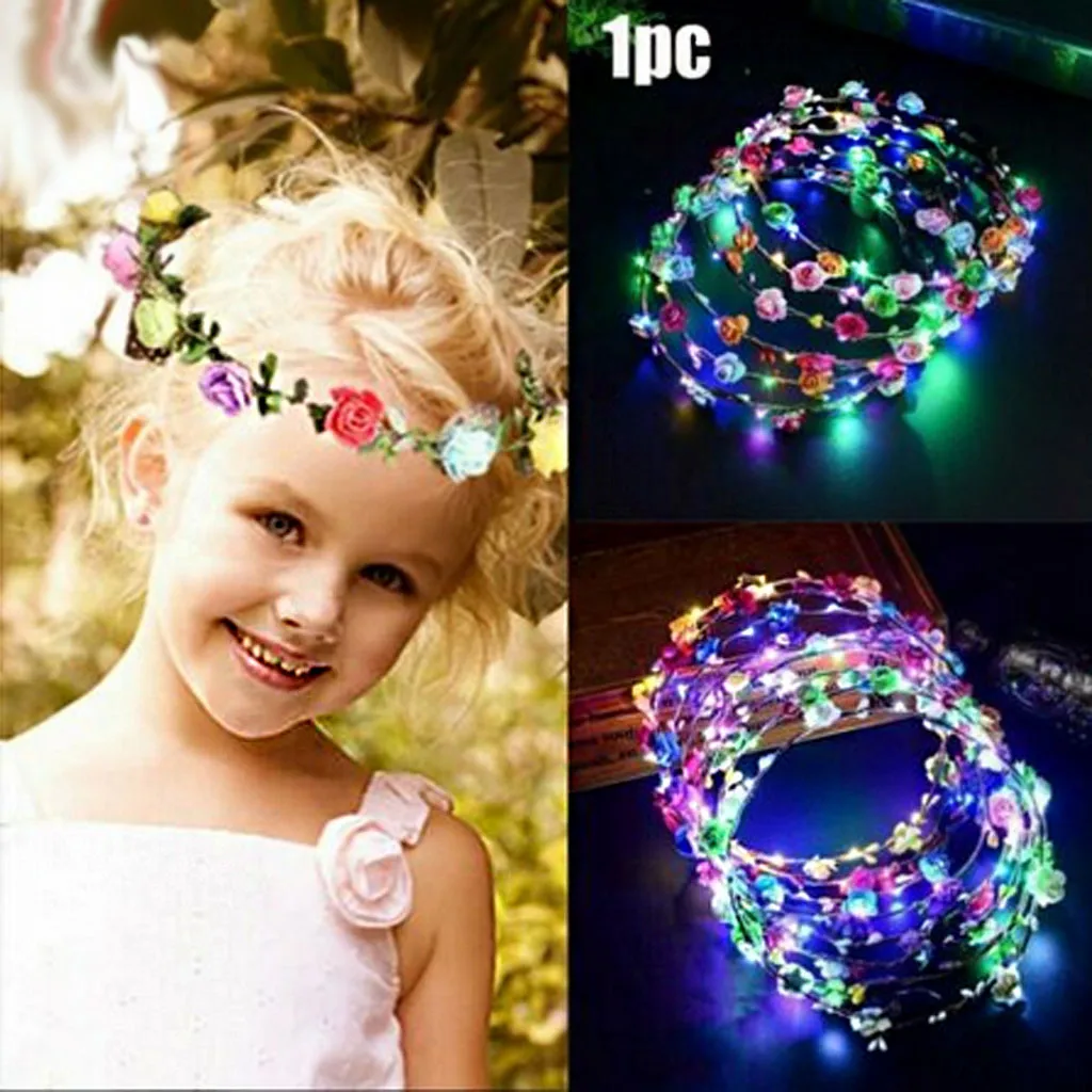 Светодиодная лента для волос с цветами корона венок гирлянда маскарадный ободок