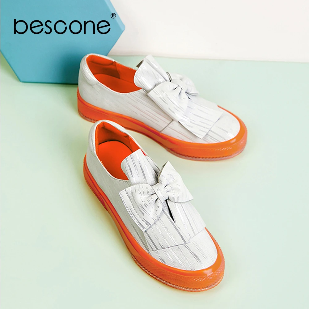 Женская Повседневная Спортивная обувь BESCONE разноцветные спортивные туфли на