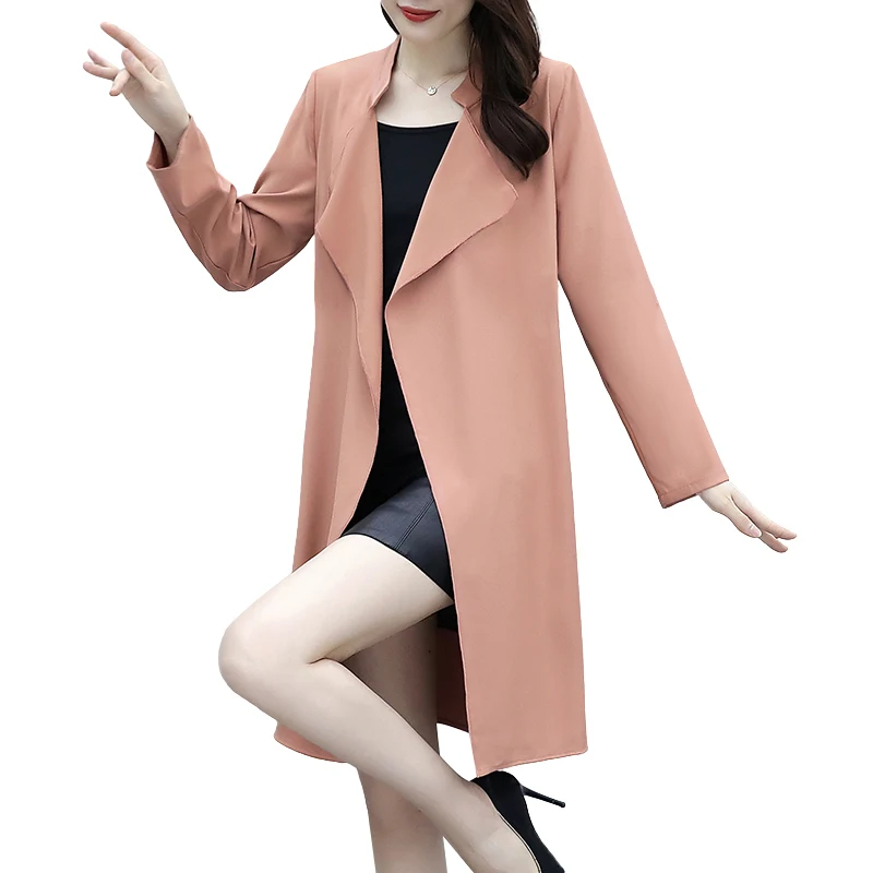 

Trench coat women large size Long sleeve outerwears cardigan coat 2020 autumn winter female plus size overcoat trench