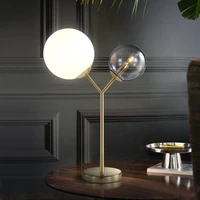 nordic creative modern minimalist double glass ball table lamp forliving room study model bedroom decoration study table