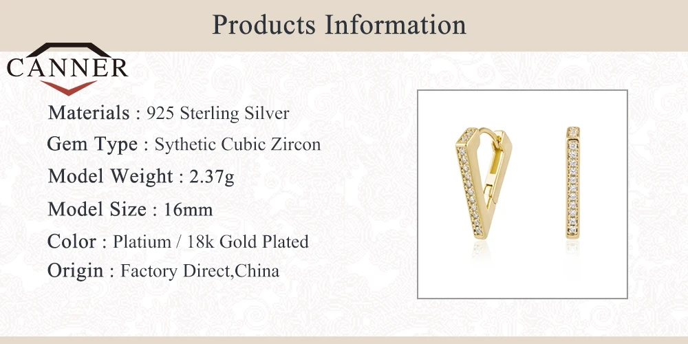 

CANNER Real 925 Sterling Silver Stud Earrings For Women Luxury Exquisite Zircon Piercing Earring Earings Jewelry Pendientes