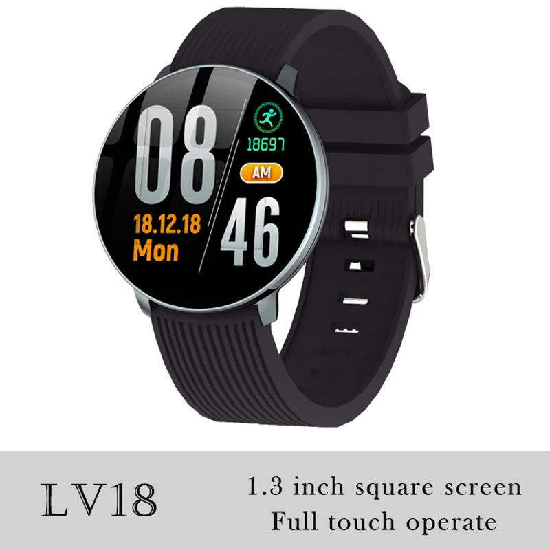LV18 Black rubber 696 K9-WF, полный педометр с сенсорным управлением, Смарт-часы, фитнес-трекер, монитор сердечного ритма, кровяное давление, Смарт-часы, смарт-браслет - Цвет: LV18 Black rubber