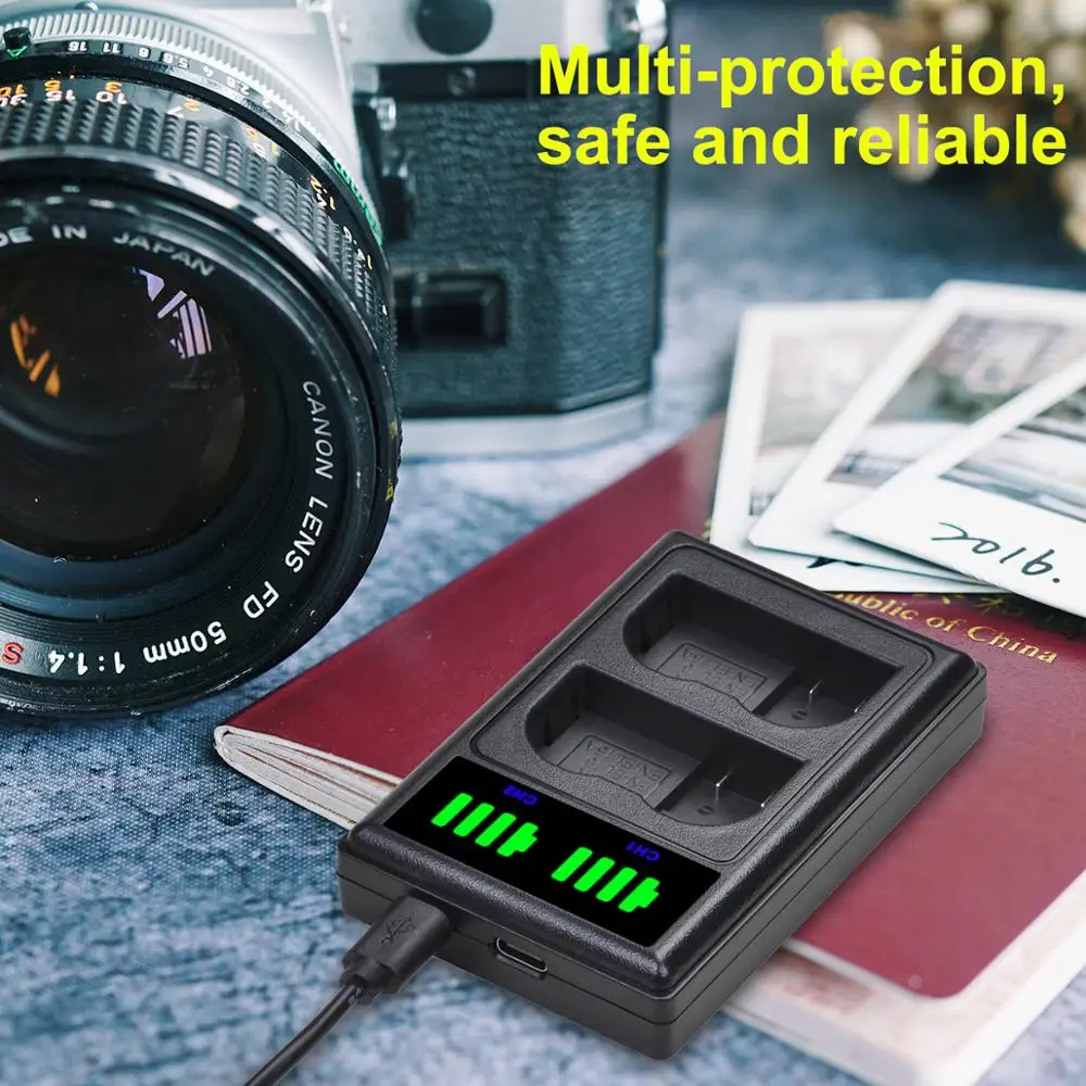 Аккумулятор и зарядное устройство USB для Nikon D500 D600 D610 D750 D7000 D7100 D7200 D800 D800E