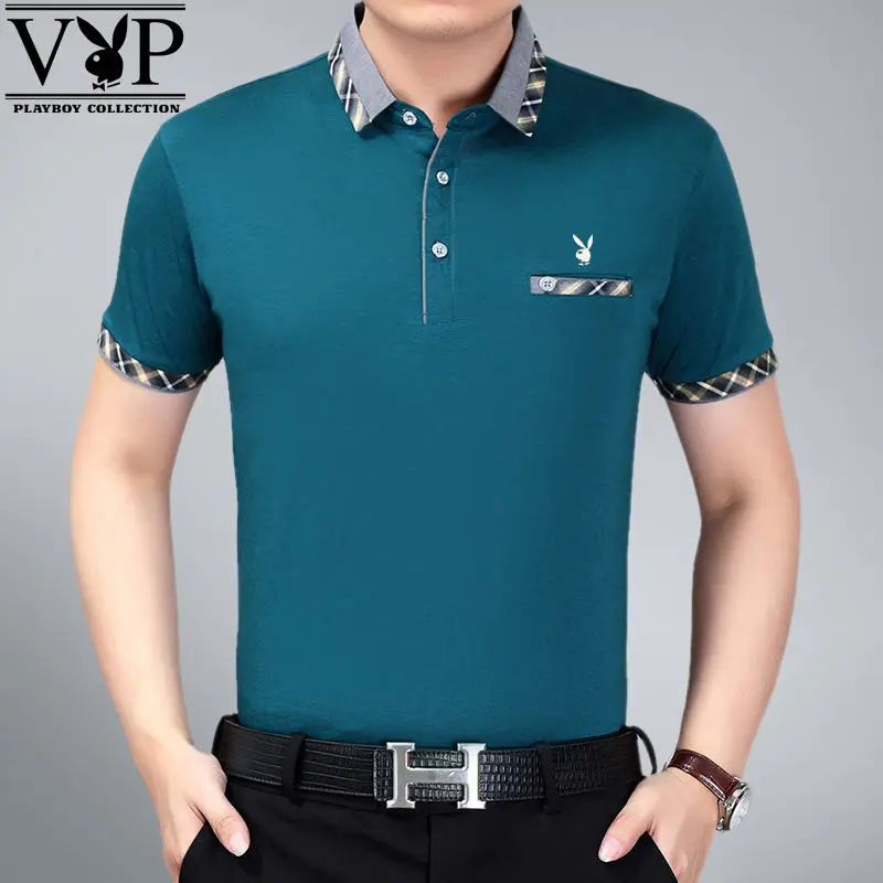 

2020 Summer New short Sleeve Polo Shirt men Turn-over Collar fashion casual Slim Breathable Solid Color Business Cotton Polos