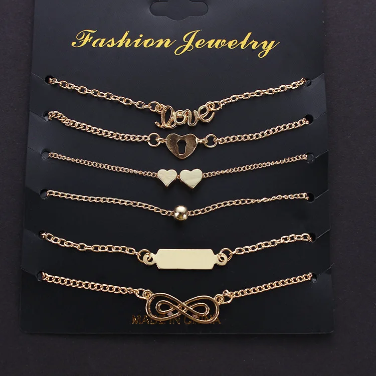 5 шт./компл. сплав Новинка Bijoux(украшения своими руками) Модные Винтаж ножной браслет Бесконечность 8 Браслеты для женские ботильоны браслет подарочный набор ювелирных изделий