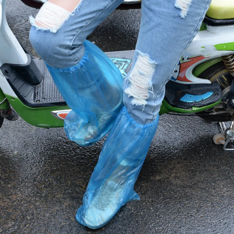 10 пар водонепроницаемых толстых пластиковых одноразовых чехлов для обуви от