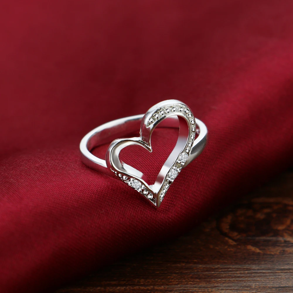 

Classic Women's 100% 925 Sterling Silver Ring Cubic Zircon Inlaid Design Heart Ring Wedding Ring Charm Jewelry Anniversary Gift
