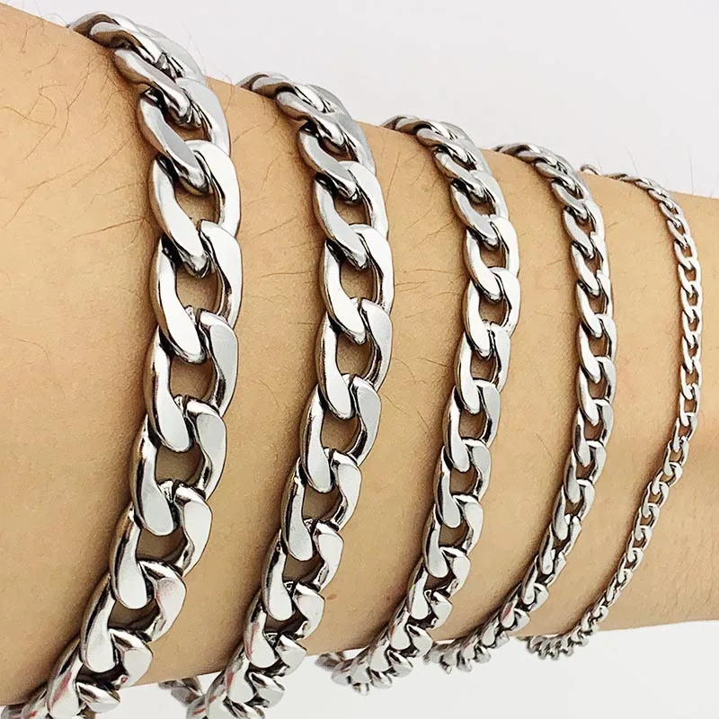 Популярный серебряный золотой панцирный браслет из кубинской цепи мужские