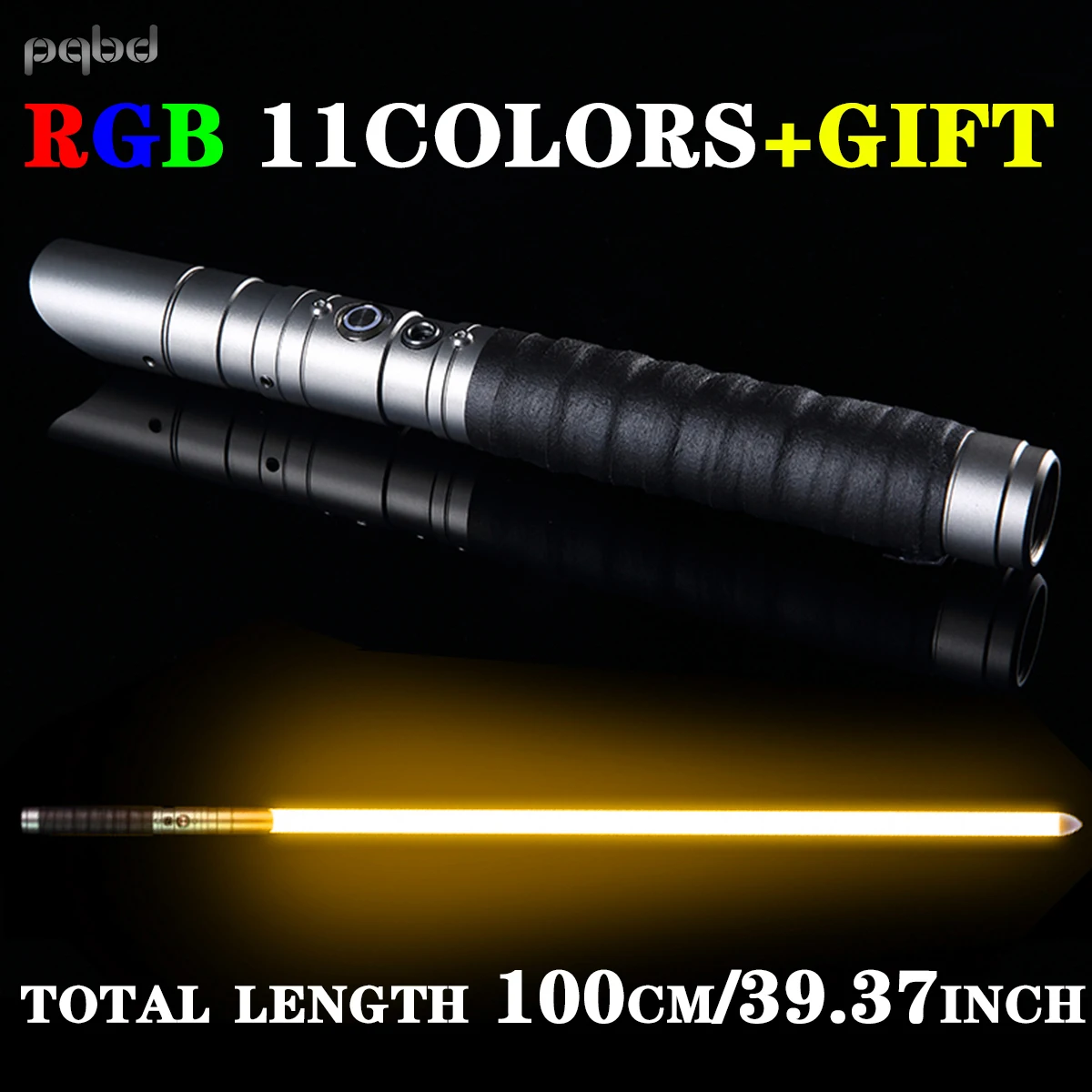 

pqbd RGB Lightsaber Cosplay Metal Handle Light Saber Heavy Dueling Sound 11 Colors Change LED Laser Sword FX Blaster Toy Gifts