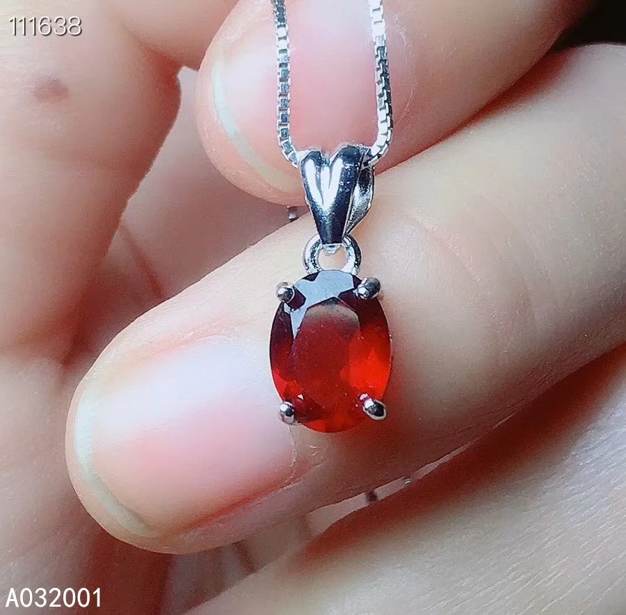 

KJJEAXCMY fine jewelry natural garnet 925 sterling silver women gemstone pendant necklace chain support test lovely