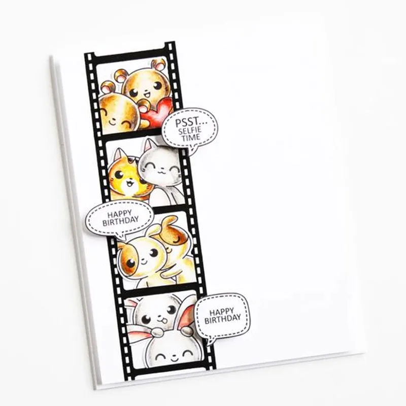 Отправка объятий и радуги прозрачный штамп + высечка очаровательных животных