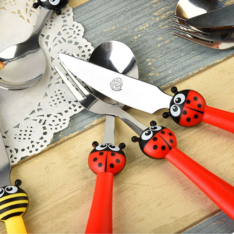 Мультфильм Божья коровка из нержавеющей стали посуда детский столовый набор