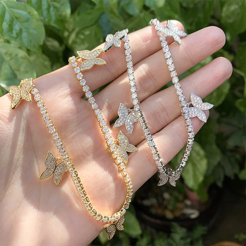 

Модное ювелирное изделие, ожерелье с подвеской-бабочкой, женское циркониевое яркое очаровательное колье-чокер с кристаллами, Женский Рожде...