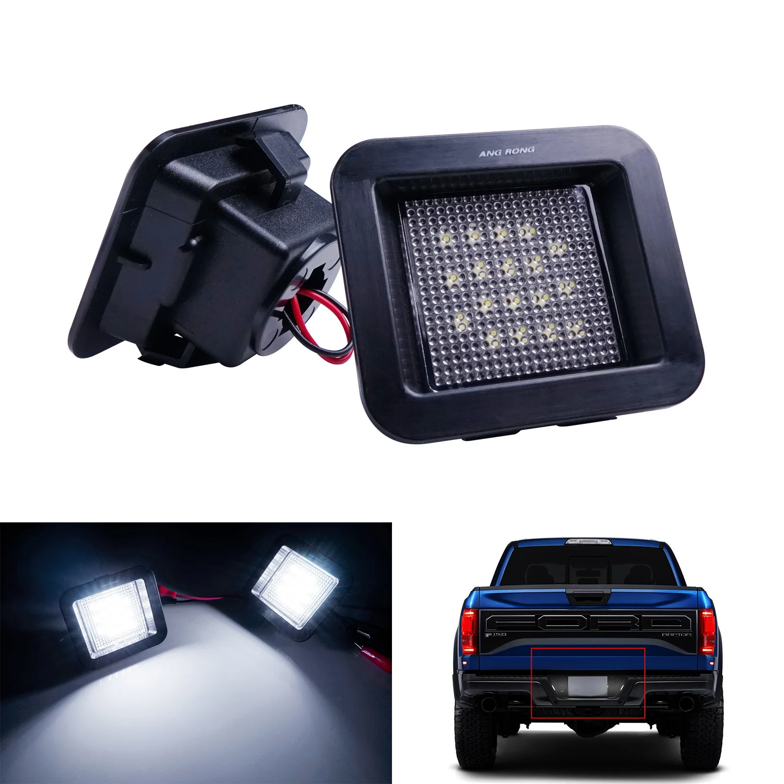 

2pcs For 2015+ Ford F150 Raptor LED License Plate Light Lamps Xenon White 6000K