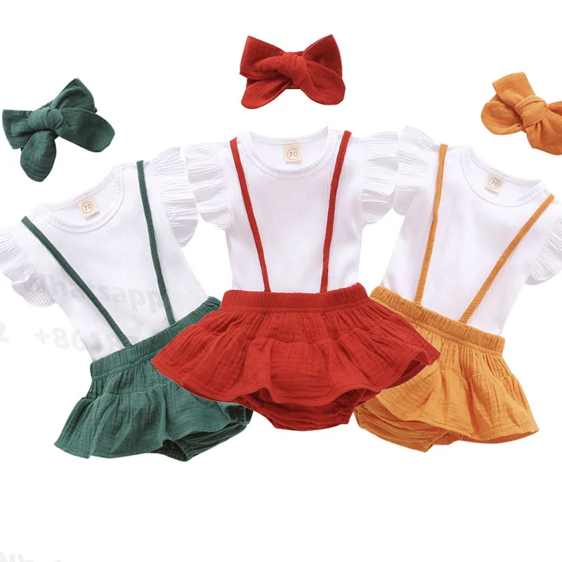 Комплект хлопковой одежды для новорожденных девочек 3 шт. повседневный