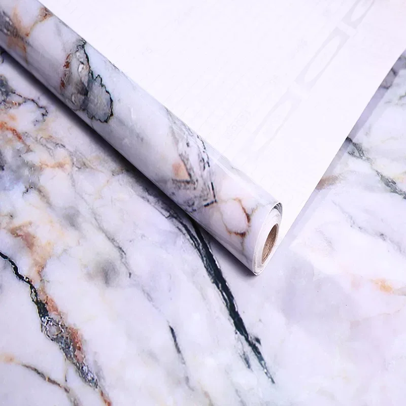 Самоклеящиеся обои из ПВХ 60 см x 10 м для дома мраморные водонепроницаемые