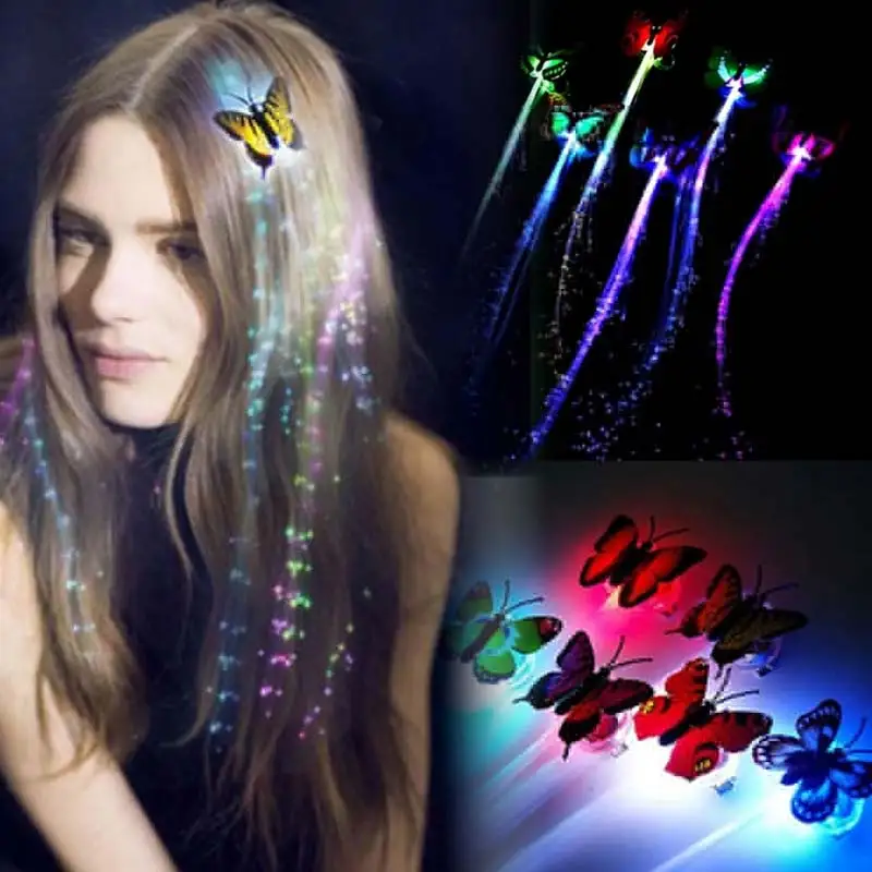 

1/5/10pcs Colorful Butterfly Light Braids LED Glowing Wigs Flash LED Hair Braid Clip Haripin Decoration Christmas Hair Accessory