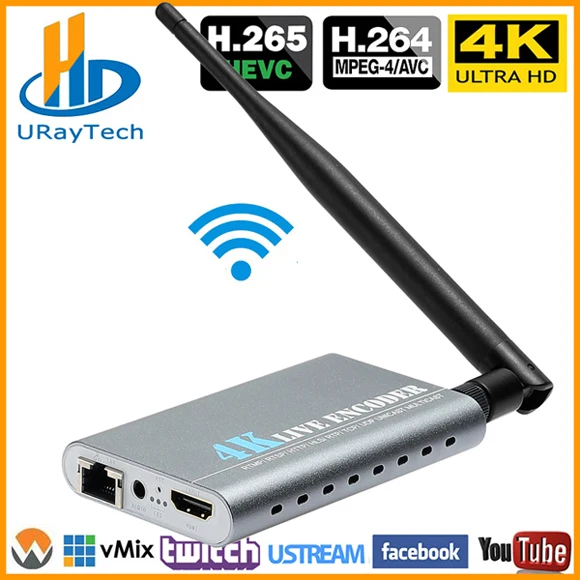 URay 3840*2160 P 30fps 4K Ultra HD HEVC HDMI к IP видео кодер H.265 H.264 IPTV кодер живого потокового кодировщика H265 сервер - Цвет: WIFI