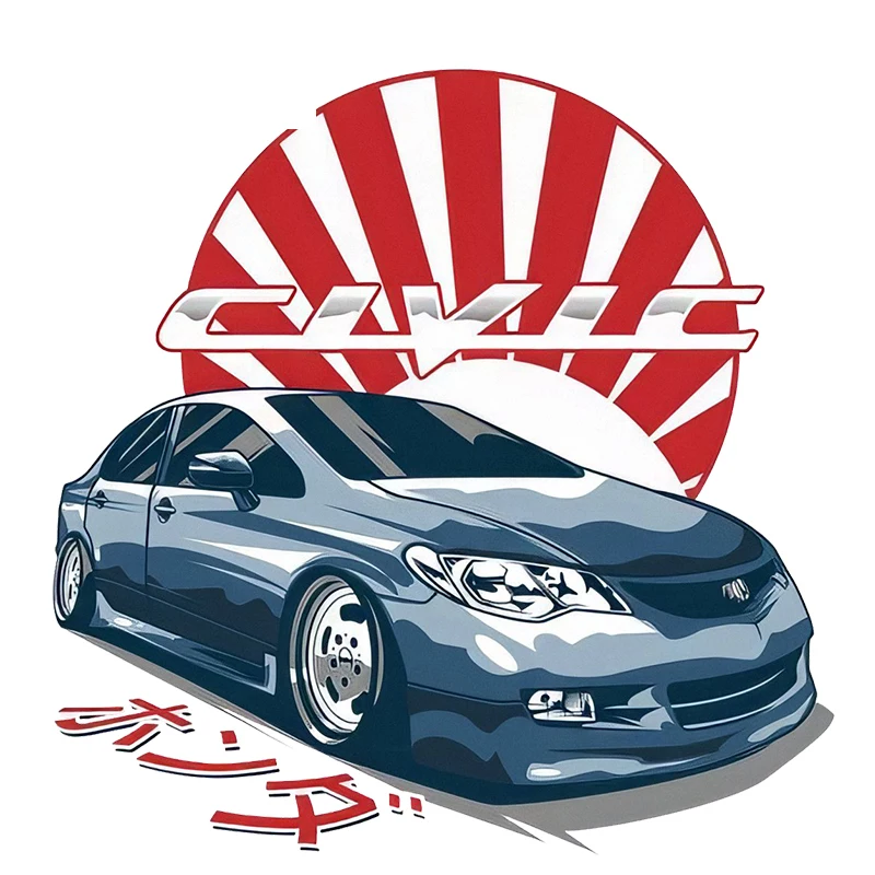 

Suitable for Honda Civic FD JDM Japanese Vinyl Sticker Car Sticker Waterproof Accessories Car Bumper Window Decal 13X 12.8 Cm