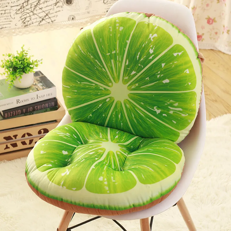 Противоскользящая подушка на спинку офисного кресла с 3d принтом фруктов
