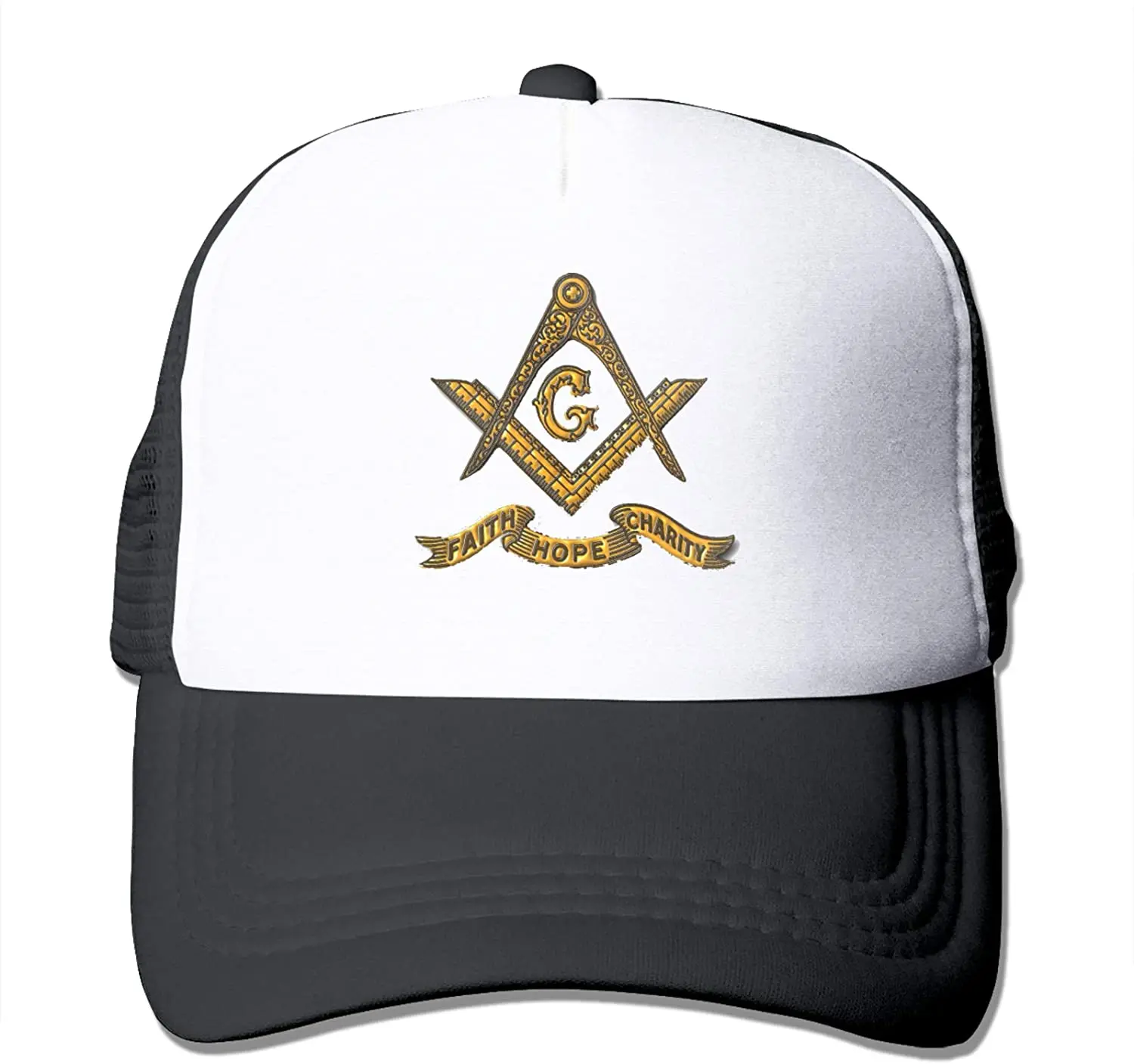 

Gold Free-Mason Baseball Cap Mesh Back Snapback Trucker Hat For Men/Women