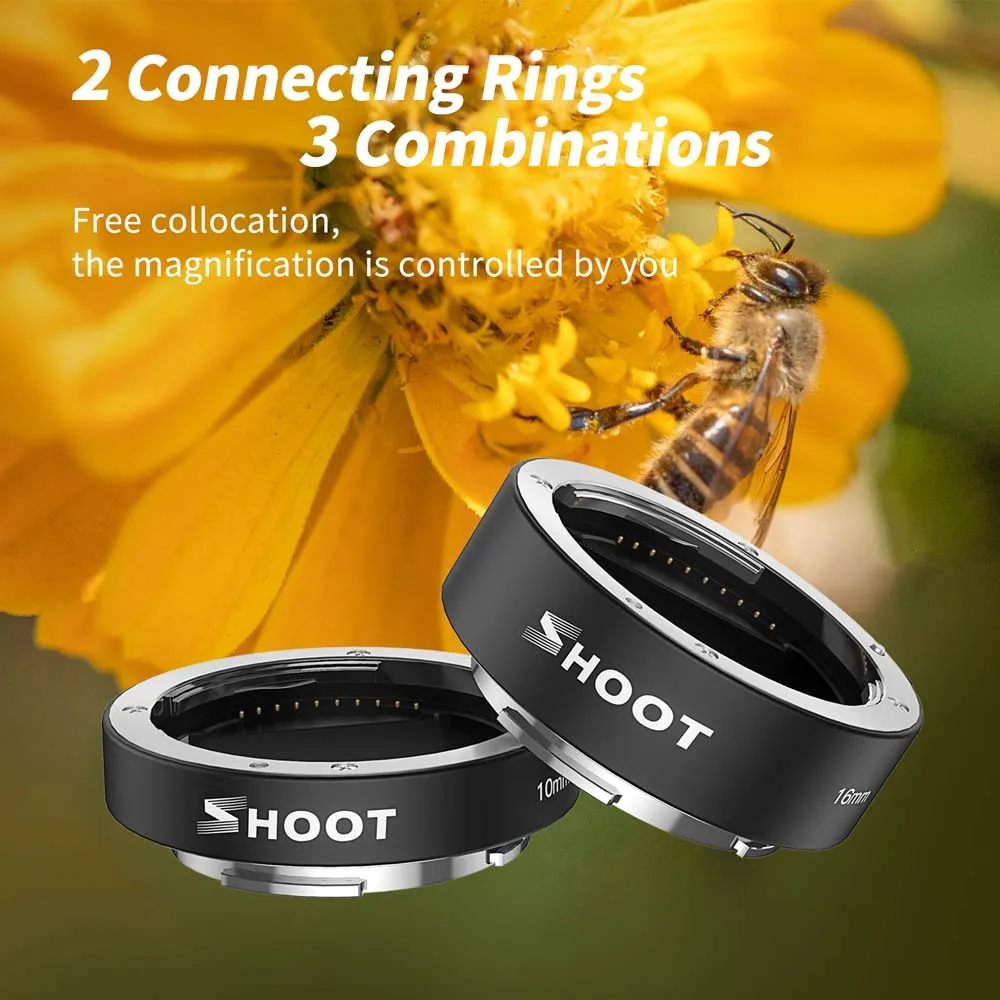 

Металлическое Удлинительное макрокольцо SHOOT с автофокусом 16 мм 10 мм для Sony A6000 A6300 A7III
