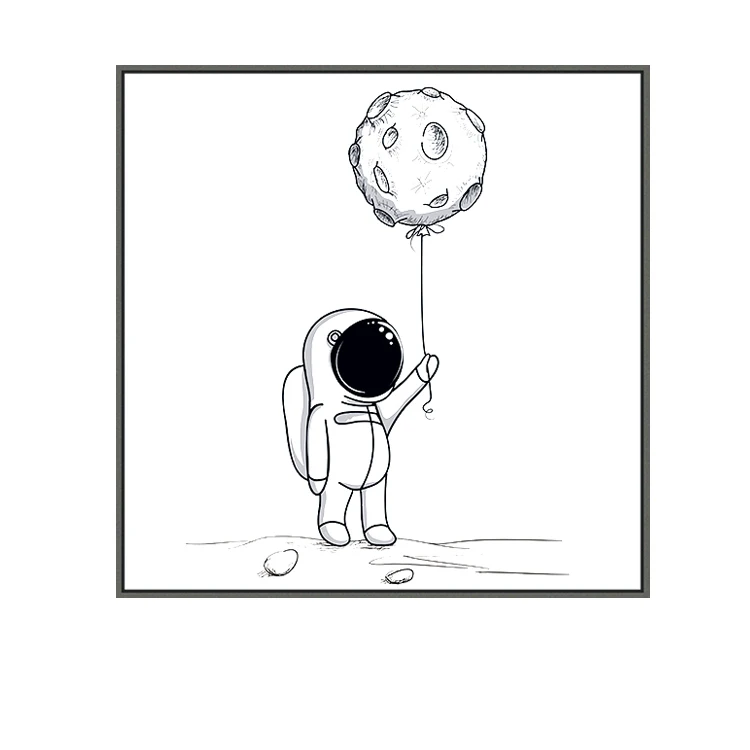 Cartoon rocket Astronauts Nursery Wall Picture Poster Print Boy bedroom Modern Canvas Painting Kids Children Wall Art Mural - Цвет: C
