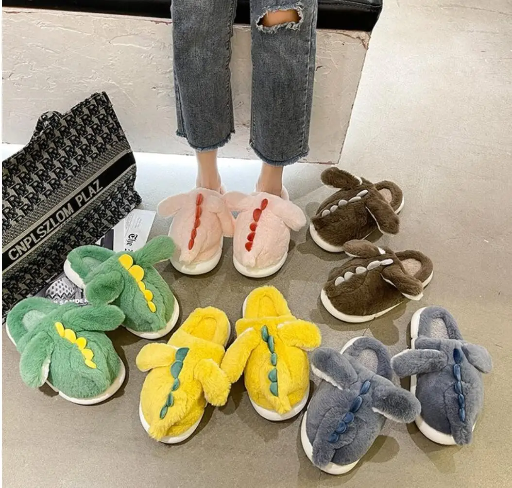 

Women Cartoon Lovely Plush Slippers Comfortable Warm House Slipper Winter Flat Furry Faux Fur Slides Woman Furry Flip Flop Shoes