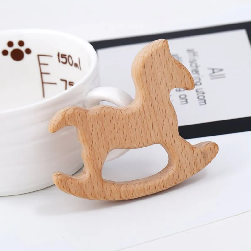 Детский деревянный Прорезыватель крючком жевательные бусины Деревянный для