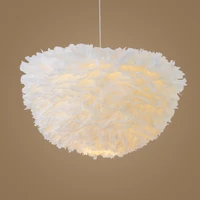 4045cm white feather chandeliers modern chandelier for restaurant bedroom childrens room birds nest feather pendant lamp